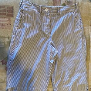 Talbots NWOT White with Navy Stripe Bermuda shorts Cotton/Spandex blend size 6